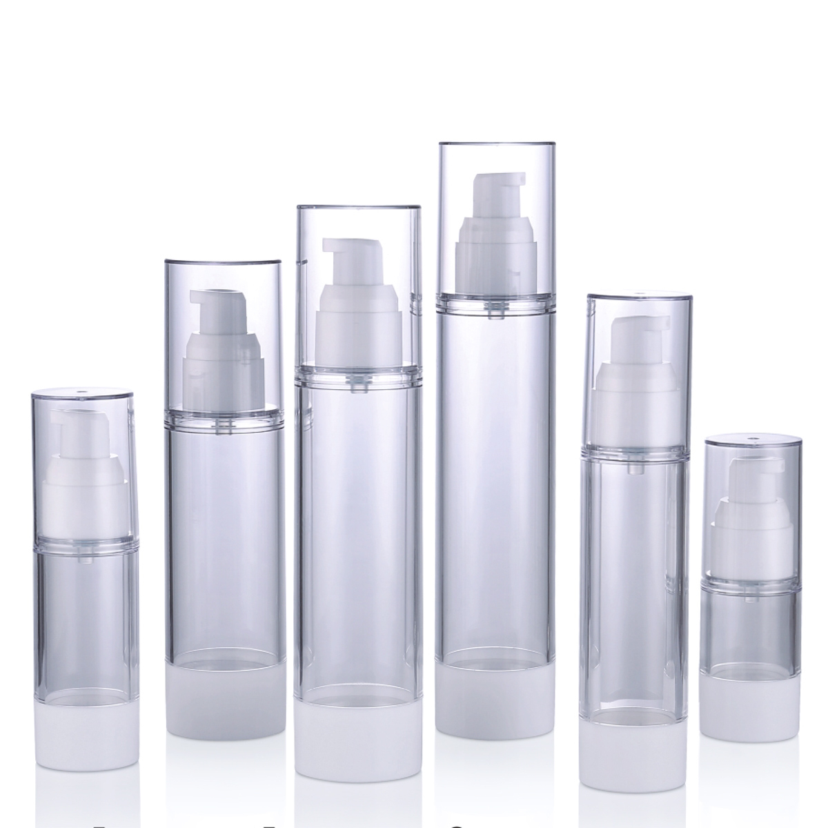 15 ml 30 ml 50 ml 80 ml 100 ml 120 ml Fabrik i lager Spot Clear PP PS Airless Lotion Emulsion Pump Spray Cosmetic Plastic Bottle L01