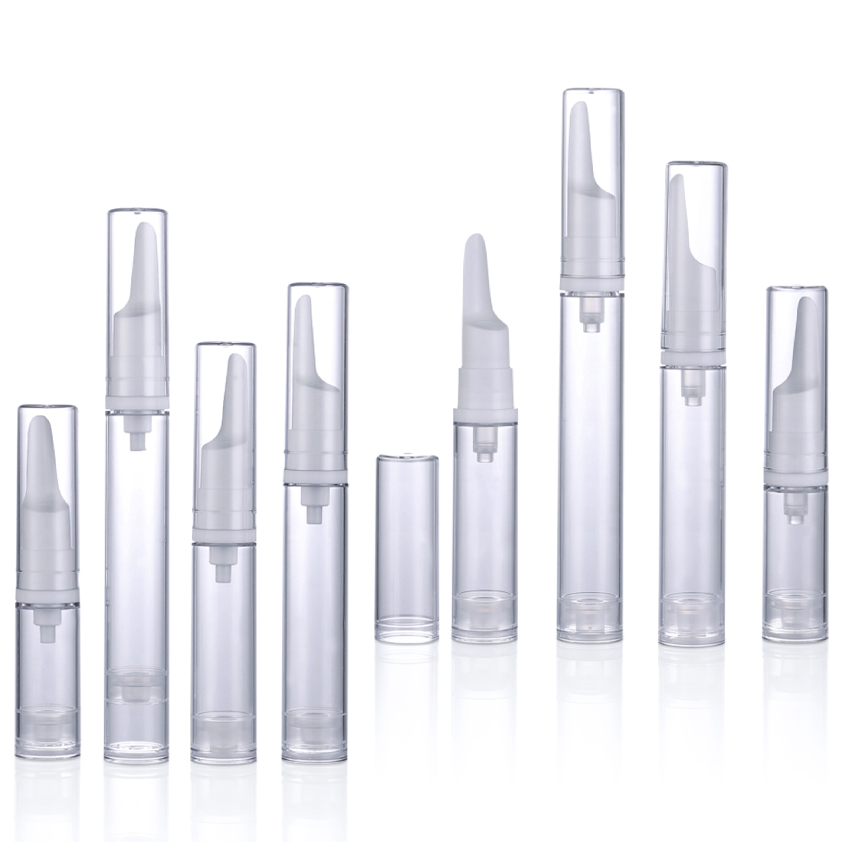 5 ml 10 ml 12 ml 15 ml cylinder vit/transparent luftfri pumprör kosmetisk lotion flaska luftlös ögonkräm y01