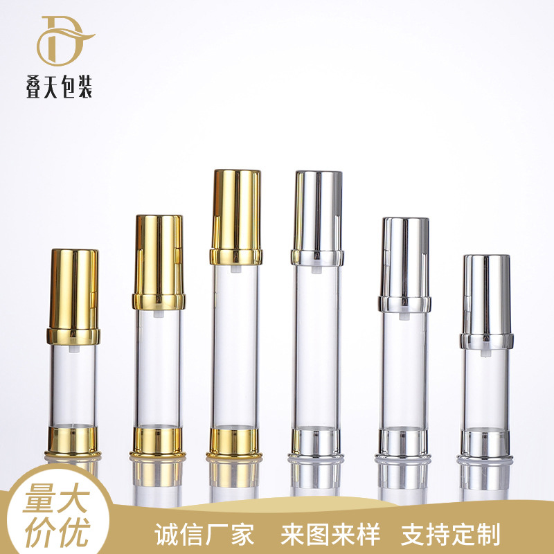 5 10 15 ml guldsilver som vakuumlotionflaska transparent spray underflaska resevakuumflaska